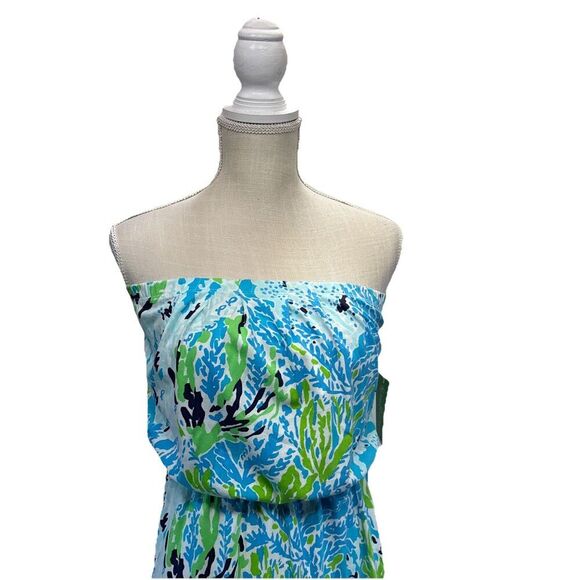 Lilly Pulitzer Marlisa Maxi Dress Size XS Spa Blue Let’s Cha Cha Strapless New - Picture 4 of 13
